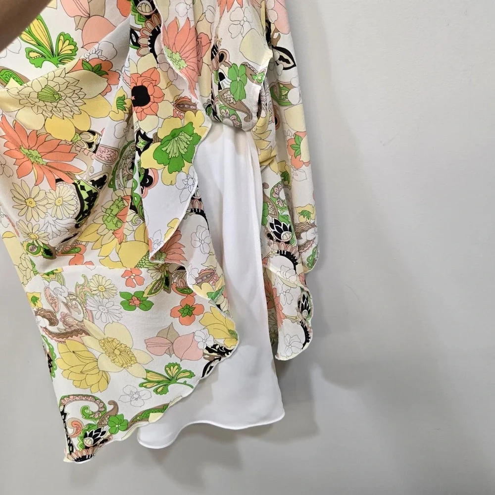 Vintage Y2K Allison Taylor Skirt Large 100% Silk‎ Mod Boho Psychedelic Floral